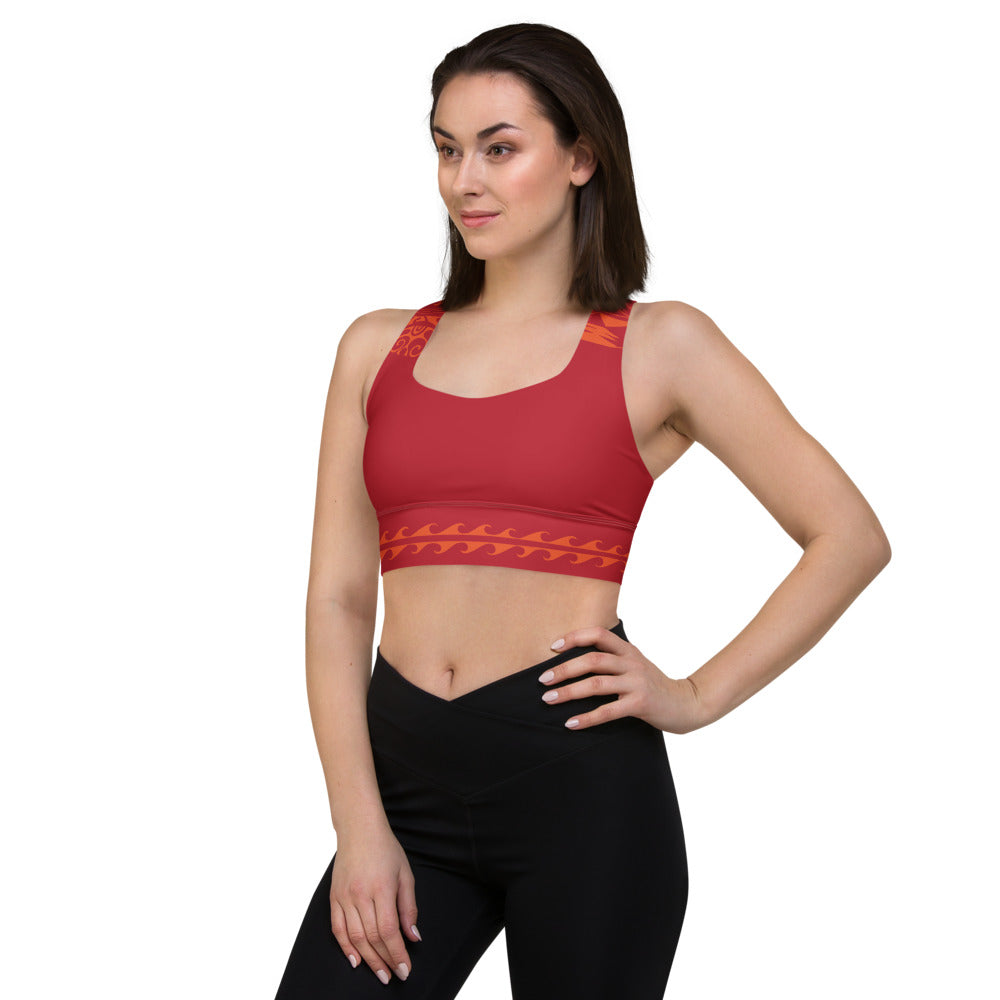 Longline sports bra - Tiare Bloom – Black Pearl Designs