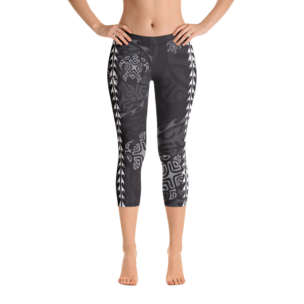 Capri Leggings - Tiare Bloom – Black Pearl Designs