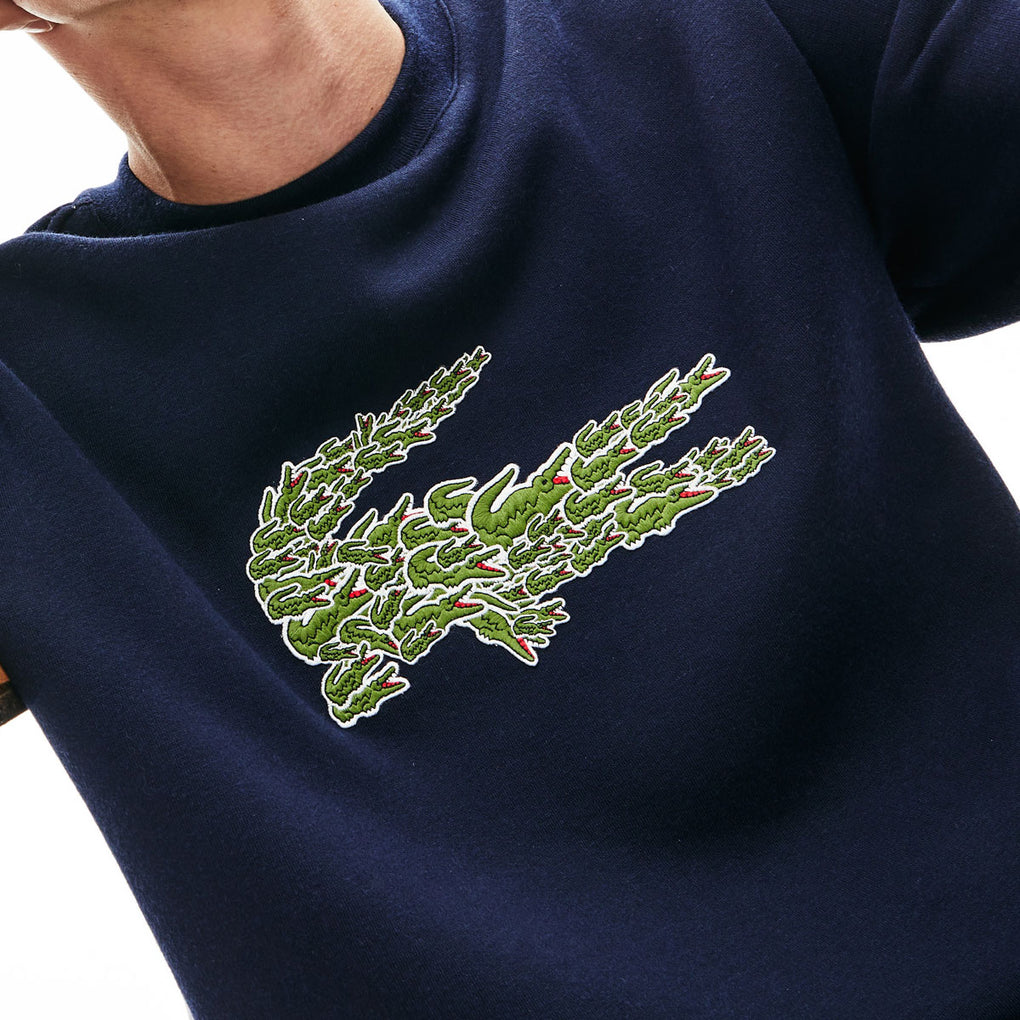 Lacoste Crewneck Logo Fleece Sweatshirt Navy | COSMOSNEWYORK CosmosNewYork