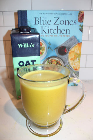 Golden Turmeric Latte with Willa's Oat Milk from the Blue Zones American Kitchen cookbook