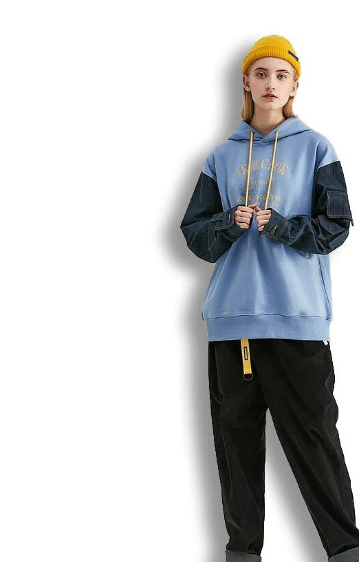 capuche patchwork hip-hop lettre ample imprimer hoodie poche