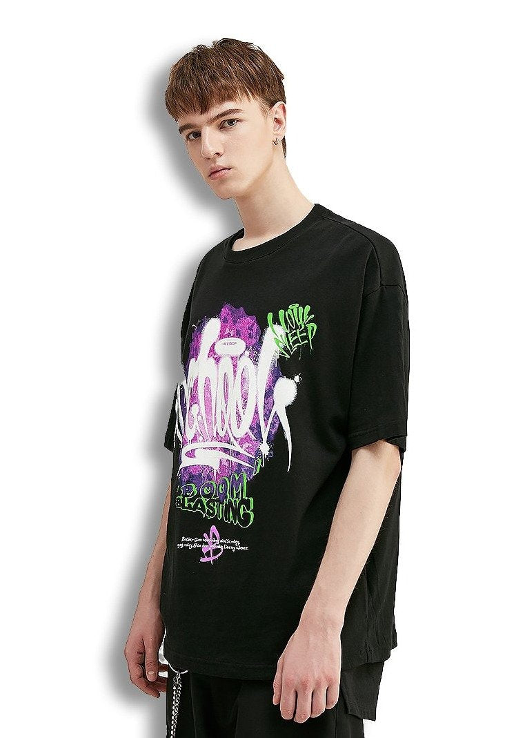 Imprimé t-shirt streetwear manches courtes col rond décontracté coton
