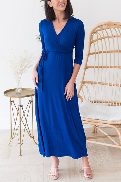 Solid Wrap Maxi Dress – dorrety