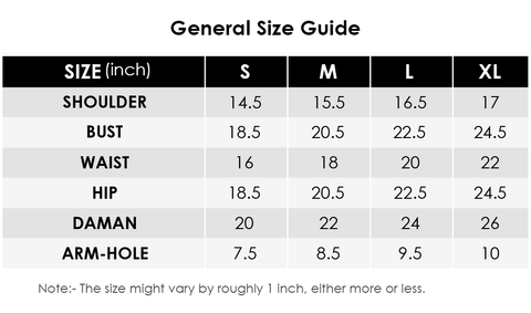 General size guide