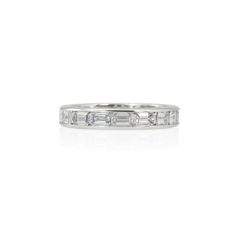 channel set emerald cut band