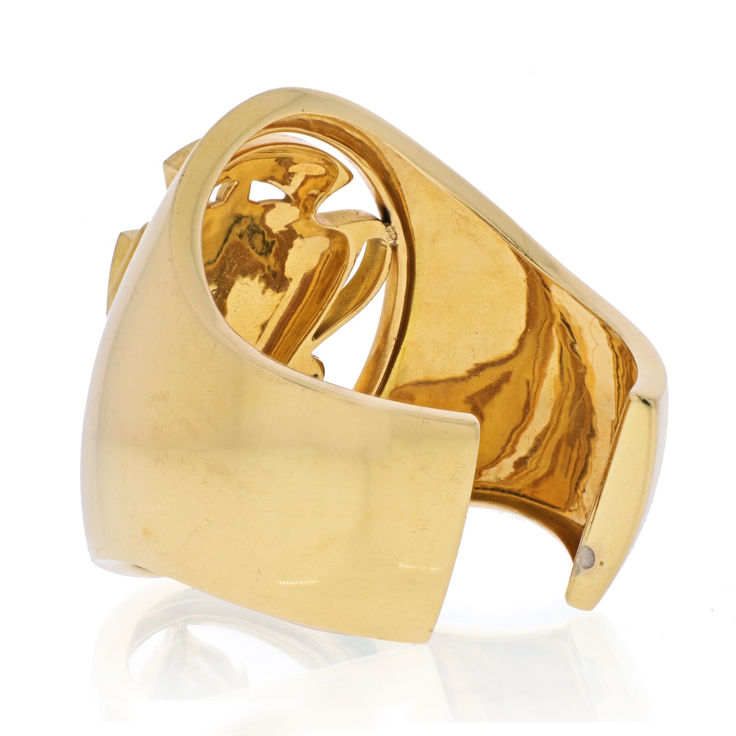 Gucci 18K Yellow Gold Coat Arms Collection Solid Cuff