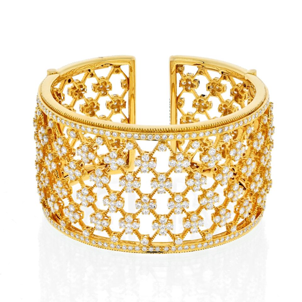 Louis Vuitton 18 Karat Yellow Gold Diamond Clous Bangle Bracelet