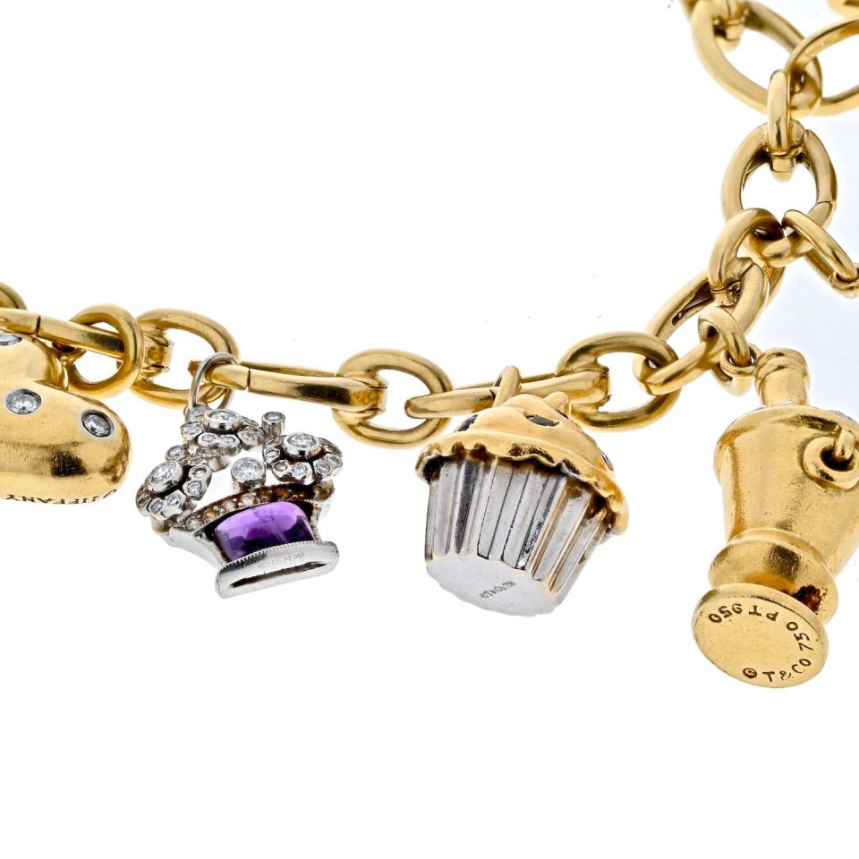 Tiffany & Co. Italy 0.21 Carat Etoile 18 Karat White Gold Bangle Bracelet