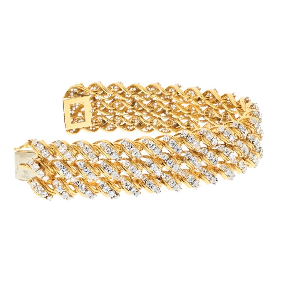 Shamballa - 18K White Gold White and Yellow Diamond Cord Bracelet
