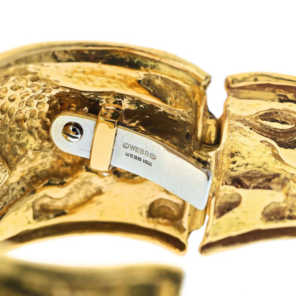 Marina B. - 18K Yellow Gold Hematite Large Cuff Bangle Bracelet