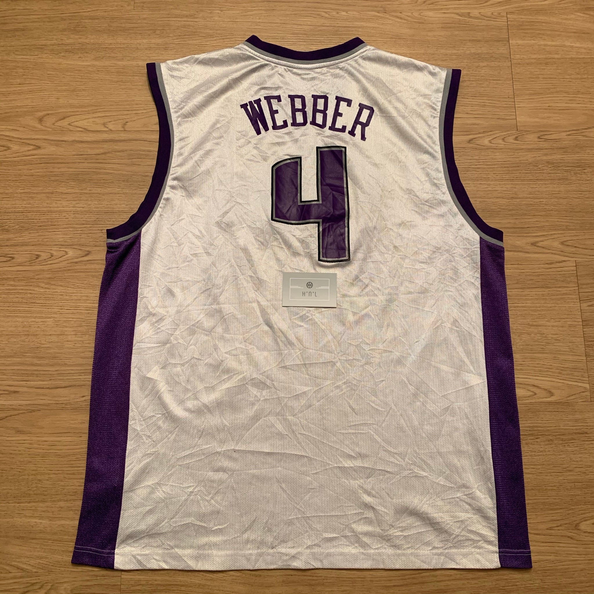 1999-02 SACRAMENTO KINGS WEBBER #4 CHAMPION JERSEY (AWAY) Y - Classic  American Sports