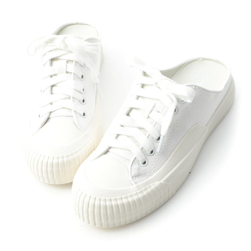 white canvas mule sneakers