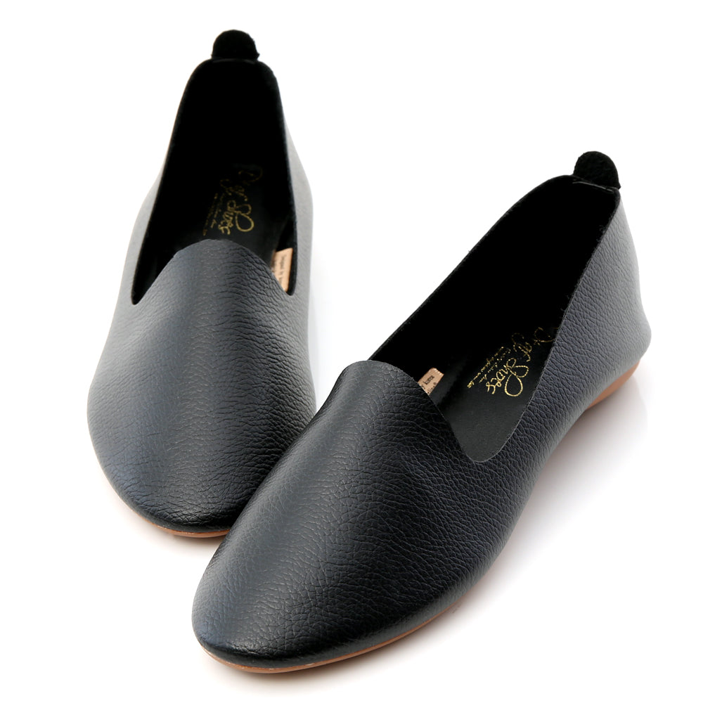 black soft leather loafers