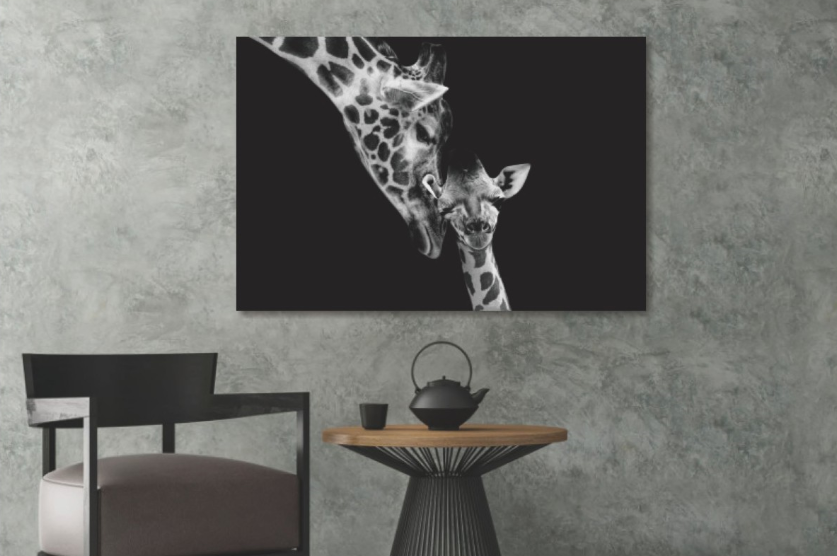 Wapenstilstand taart Jachtluipaard Glasschilderij Dieren: Giraffen (zwart/wit) ☆ Premium – Idecoratie