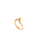 ELEGANT PEARL TWO -STONE GOLD PLATED RING 2485 - خاتم