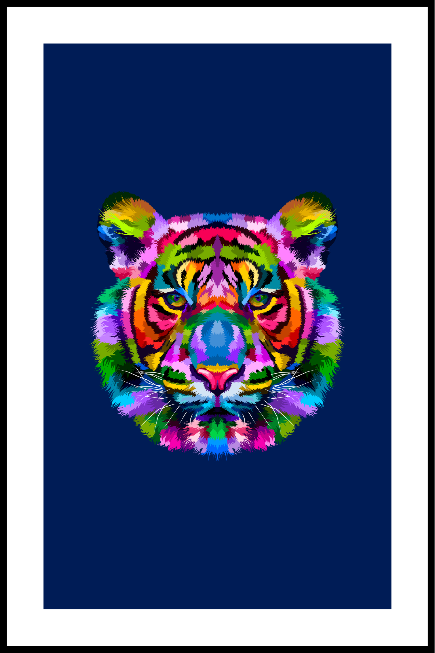 Billede af Tiger i farver plakat - 21x30 cm