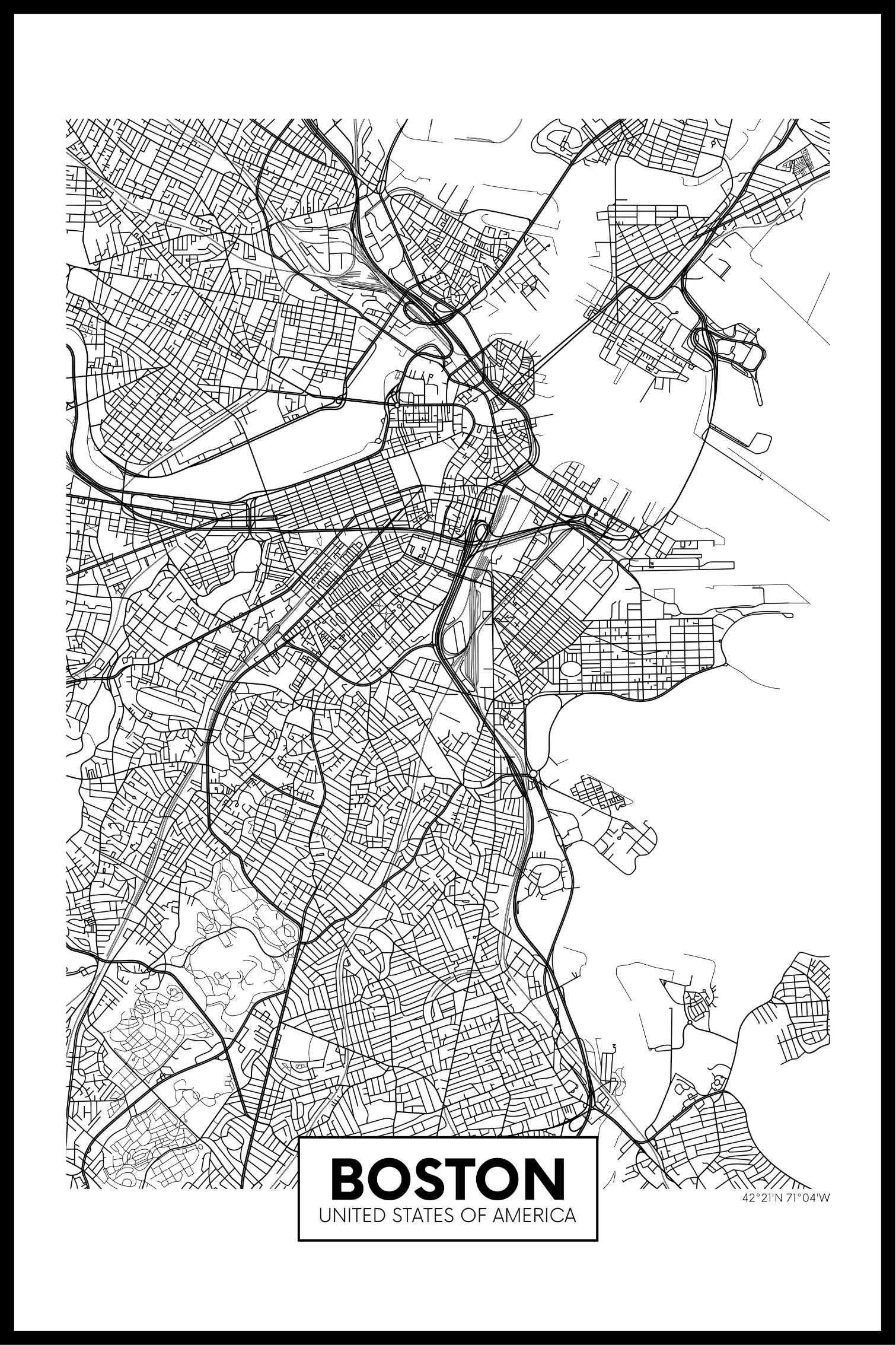 Billede af Boston Plakat - 21x30 cm