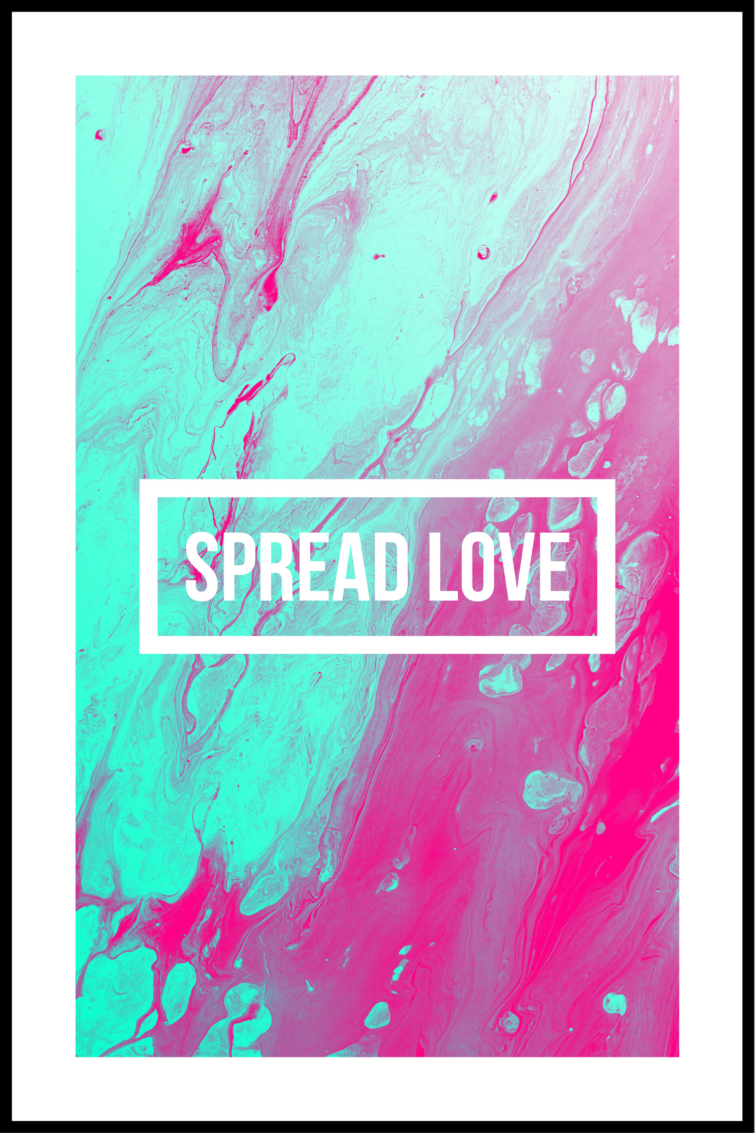 Se spread love farvet plakat - 21x30 cm hos SimplyPoster.dk