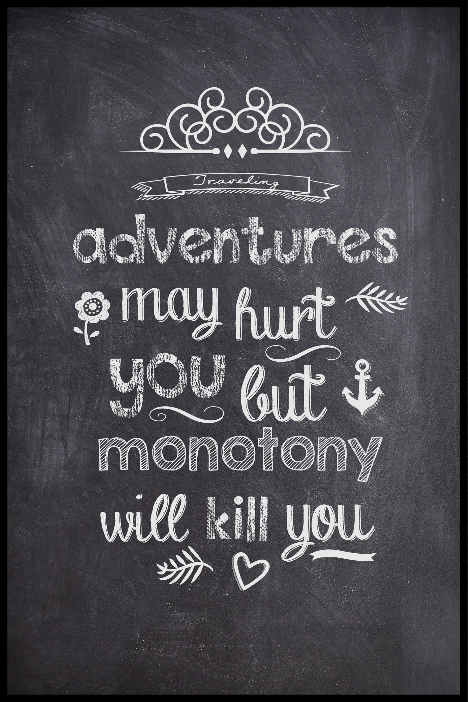 Billede af Adventures May Hurt Plakat - 21x30 cm