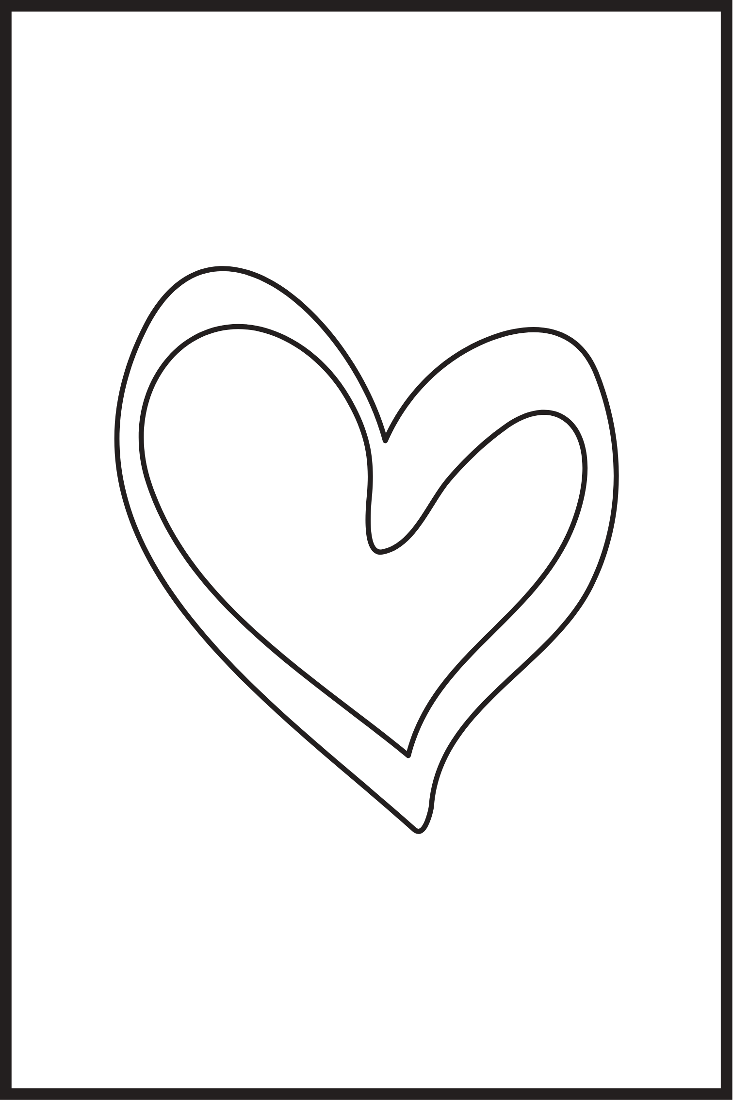 Billede af Tegnet hjerte plakat - 21x30 cm
