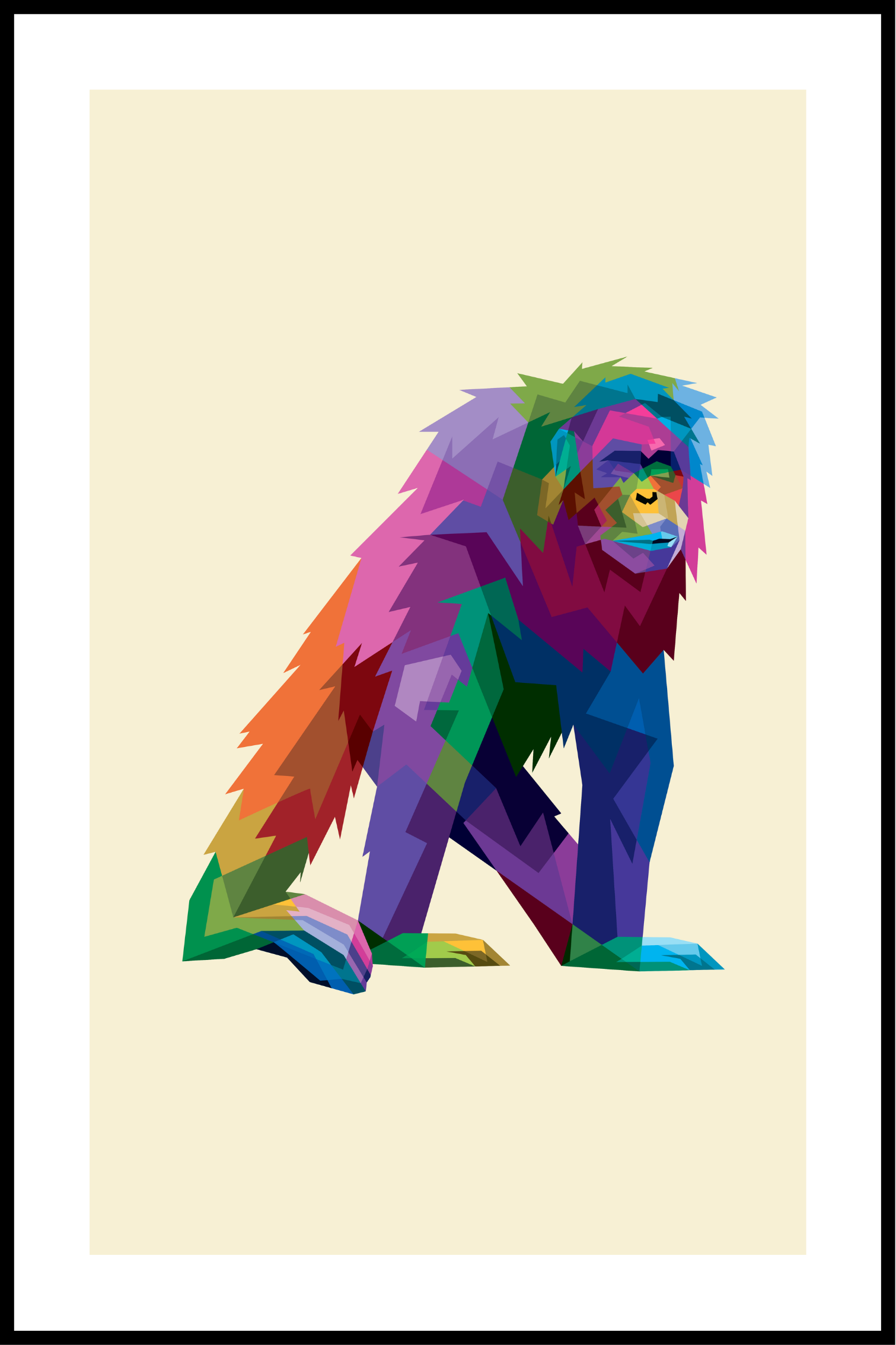 Billede af Gorilla i Farver Plakat - 21x30 cm