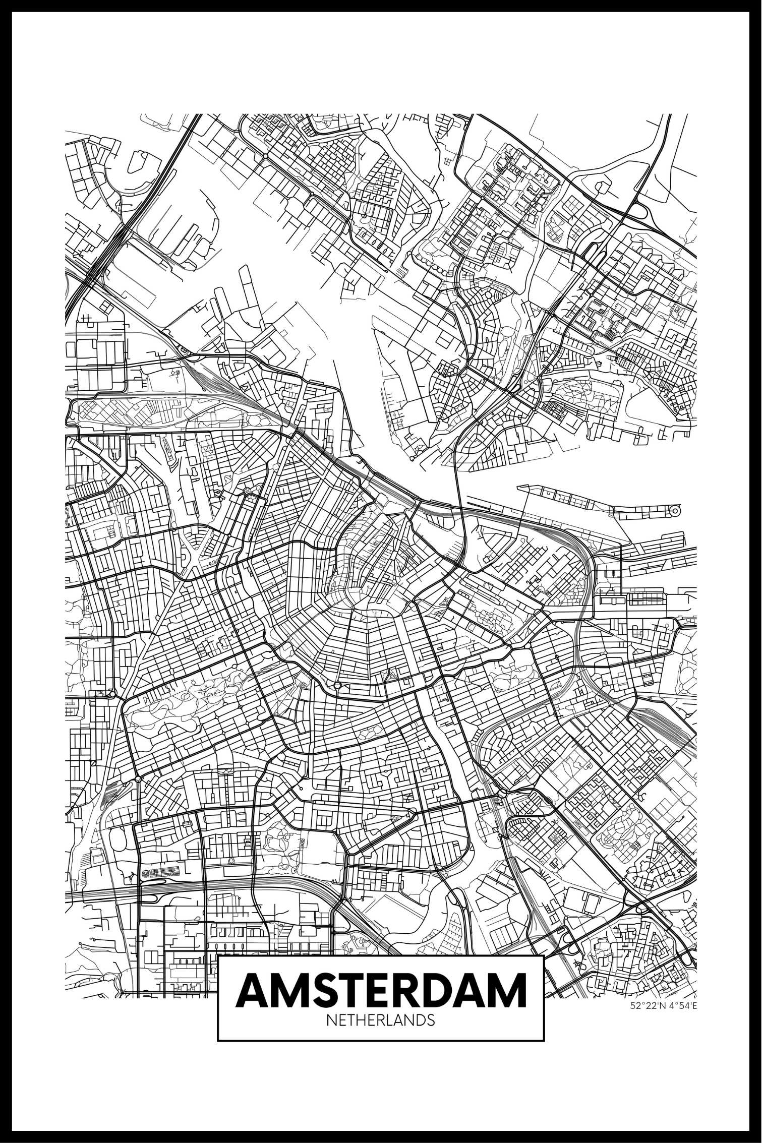 Se Amsterdam Plakat - 21x30 cm hos SimplyPoster.dk