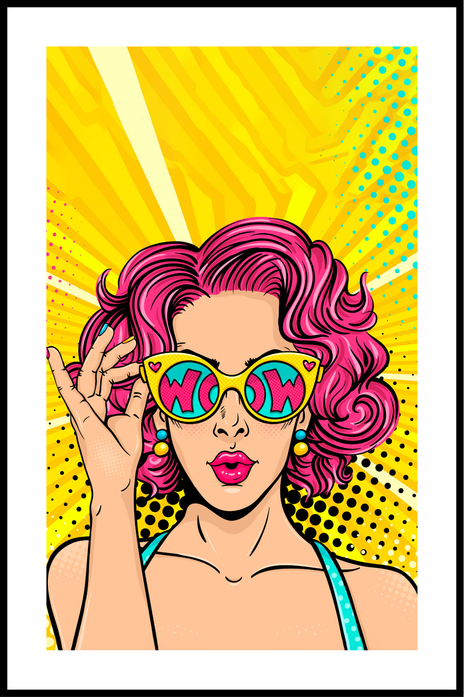 Billede af popart wow plakat - 21x30 cm