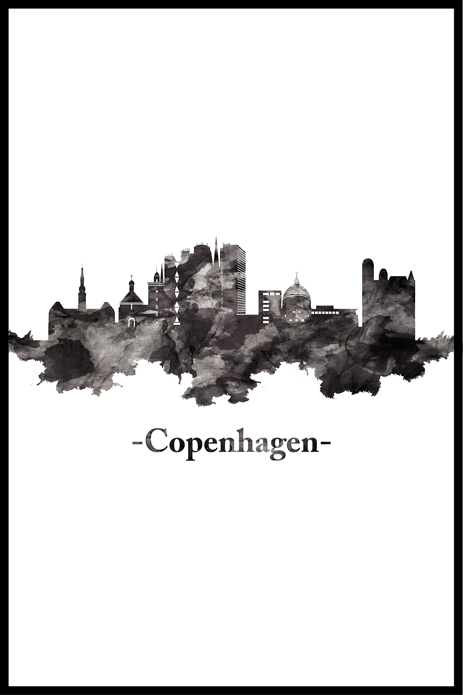 Se Skyline copenhagen plakat - 21x30 cm hos SimplyPoster.dk