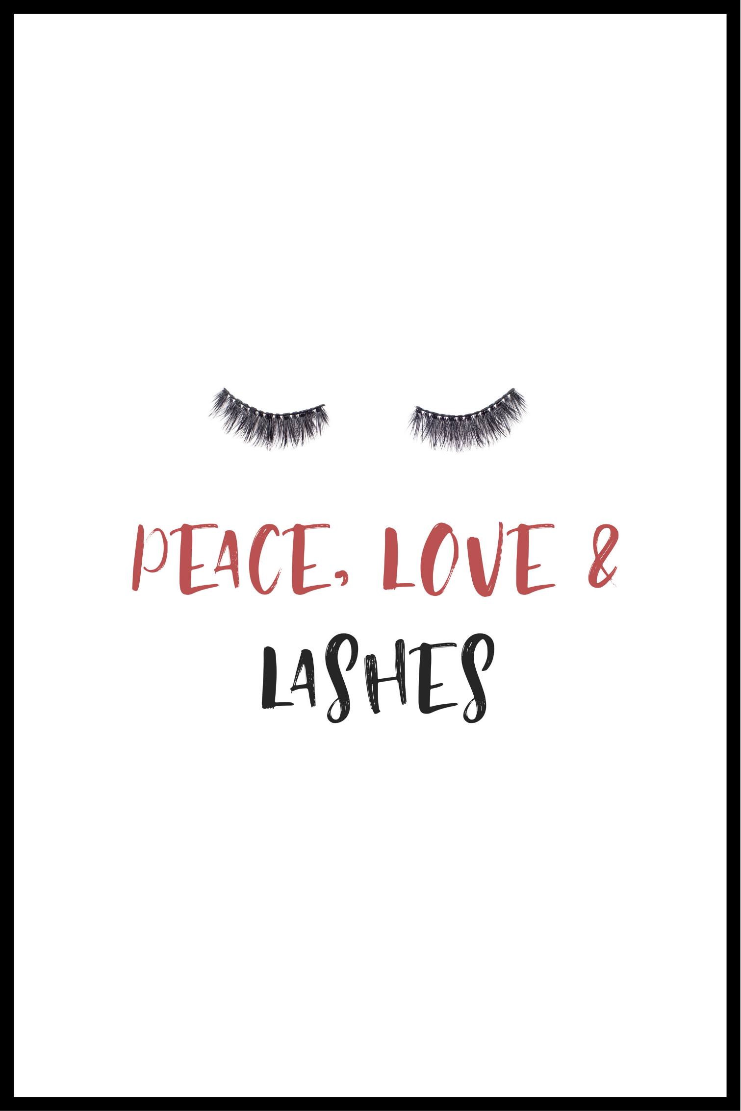 Billede af peace love and lashes plakat - 21x30 cm