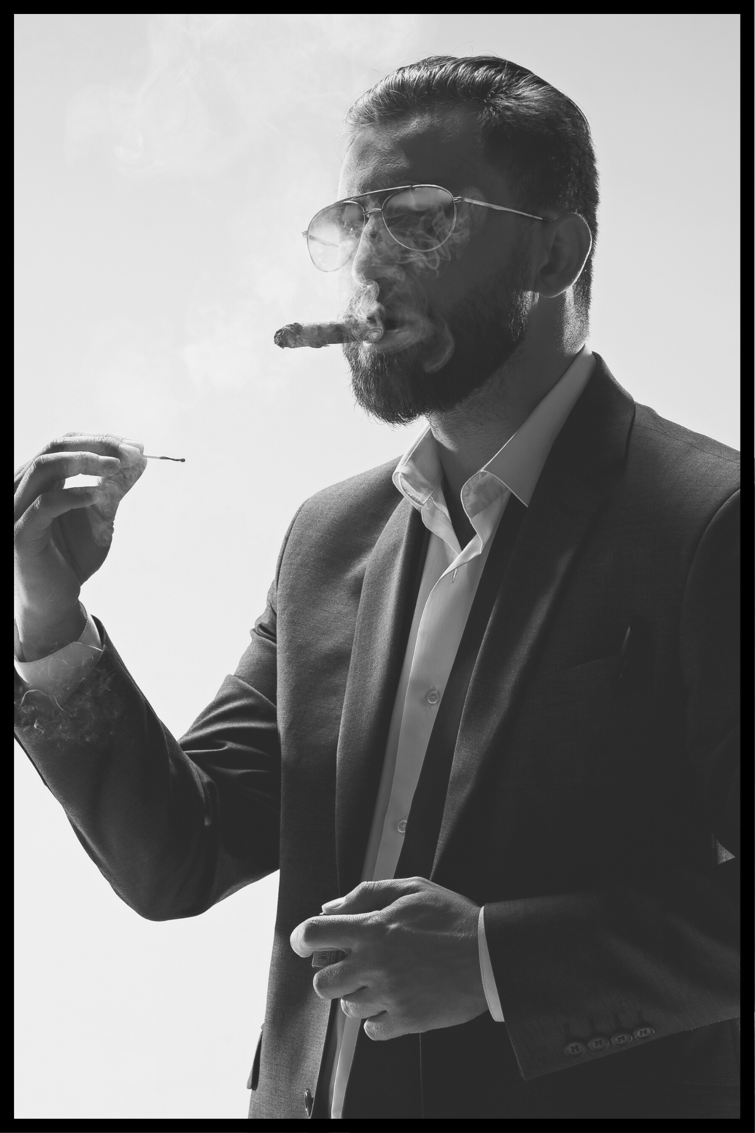 Billede af Mand med cigar plakat - 21x30 cm