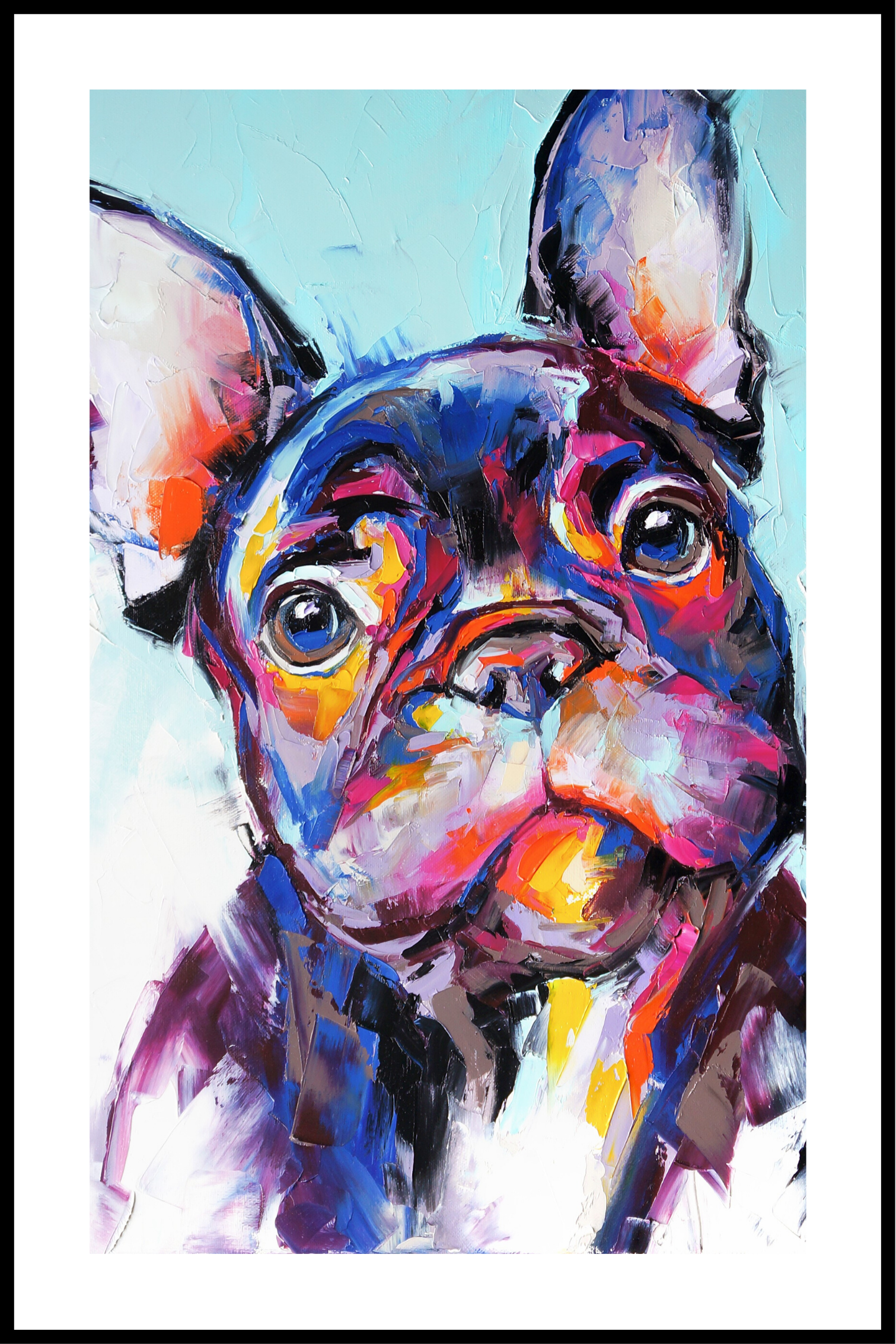 Se Farvet hund plakat - 21x30 cm hos SimplyPoster.dk