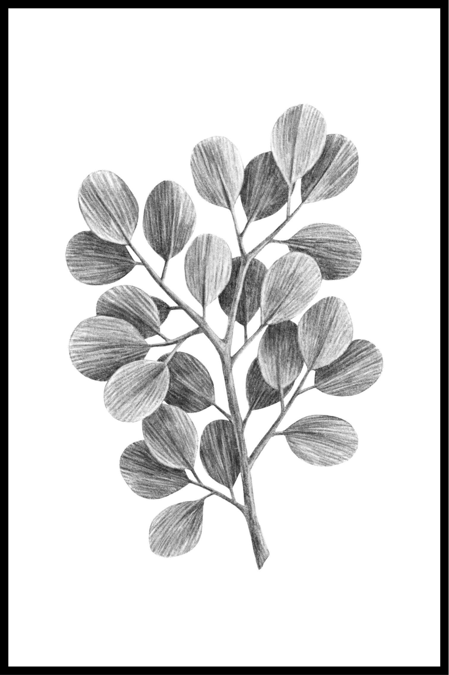 Billede af Grene med blade plakat - 21x30 cm