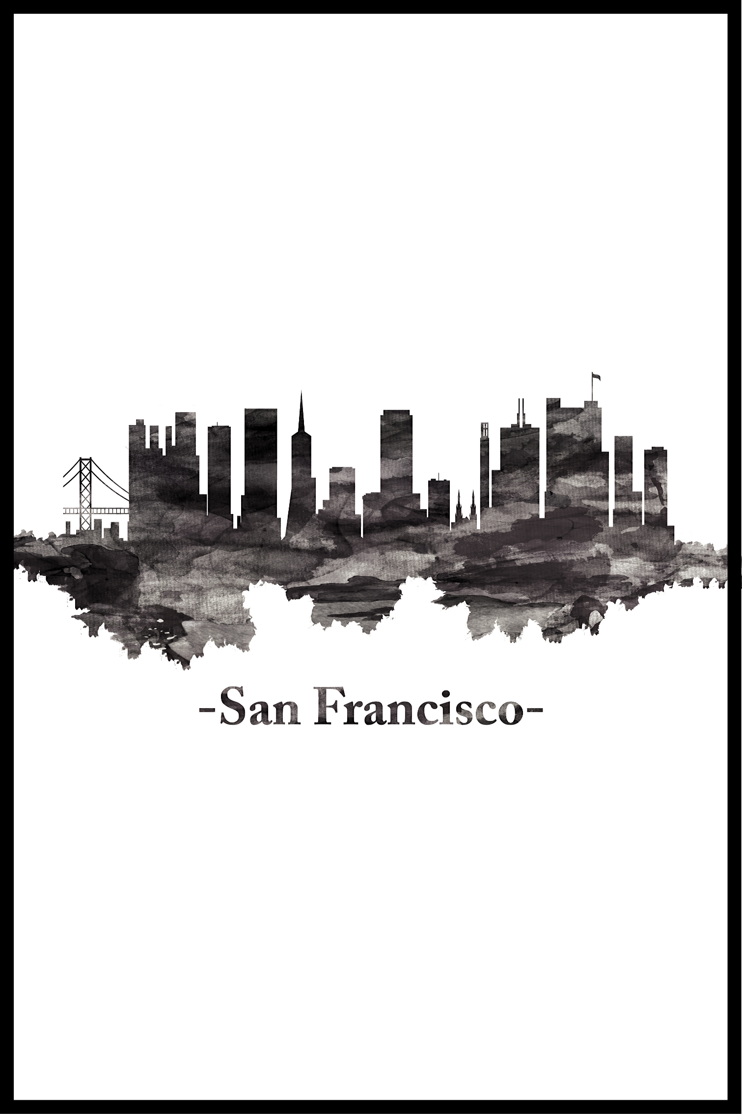 Billede af Skyline san francisco plakat - 21x30 cm