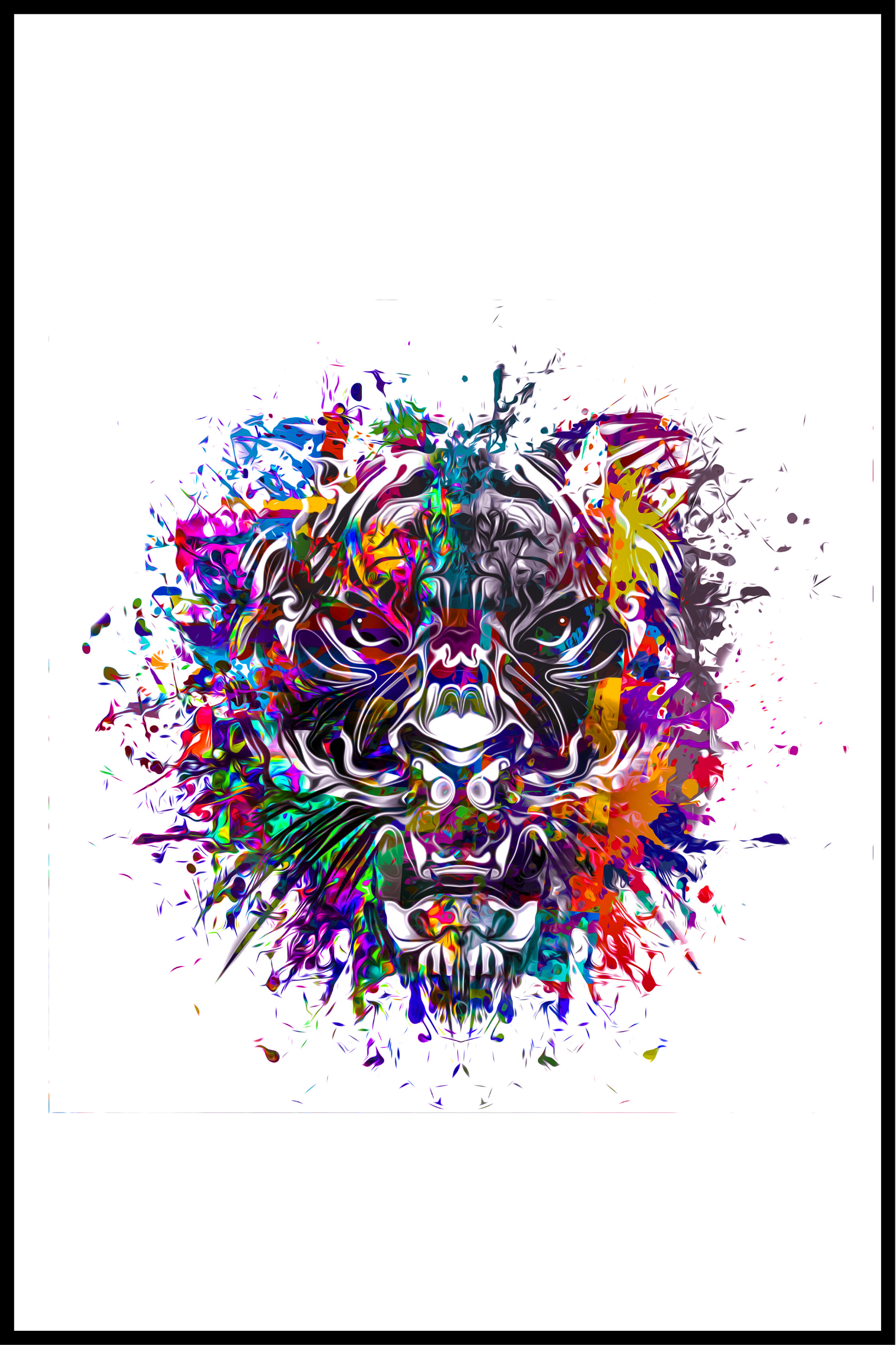 Billede af Farvet løvehoved plakat - 21x30 cm