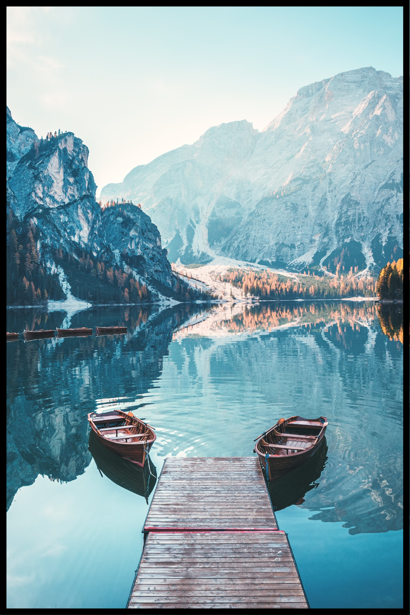 Billede af To både i sø plakat - 21x30 cm