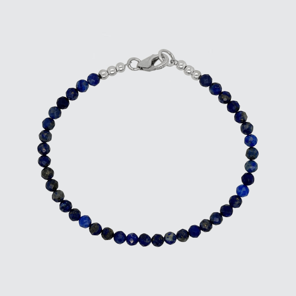 Lapis Lazuli Bracelet with Sterling Silver Accents - Polished |  MyBeadsBracelet.com