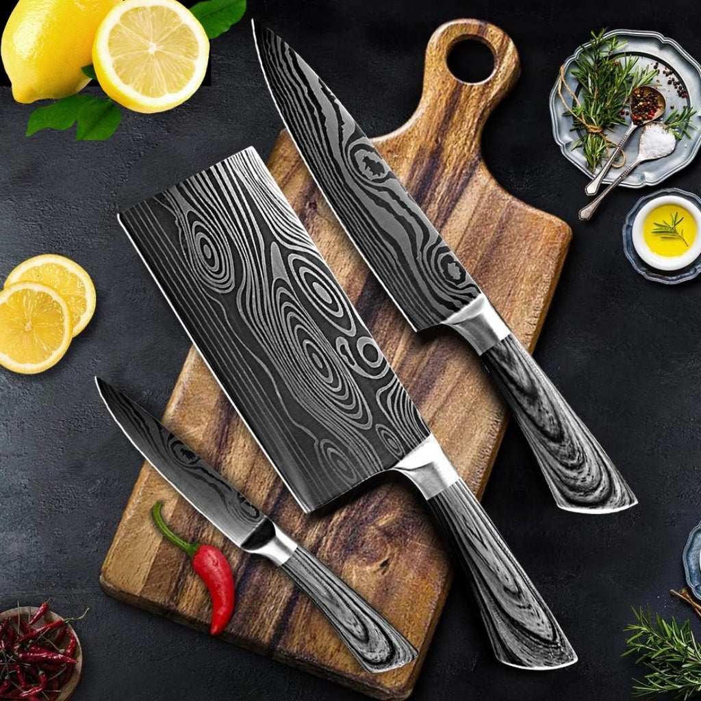 XITUO Stainless Steel Chef Knife 1-10PCS knife Japanese Kiritsuke Santoku  Knife Laser Damascus Pattern Cleaver Kitchen Knife Hot