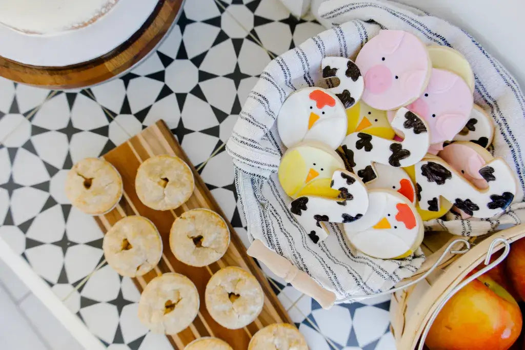 animal cookies and mini apple pies