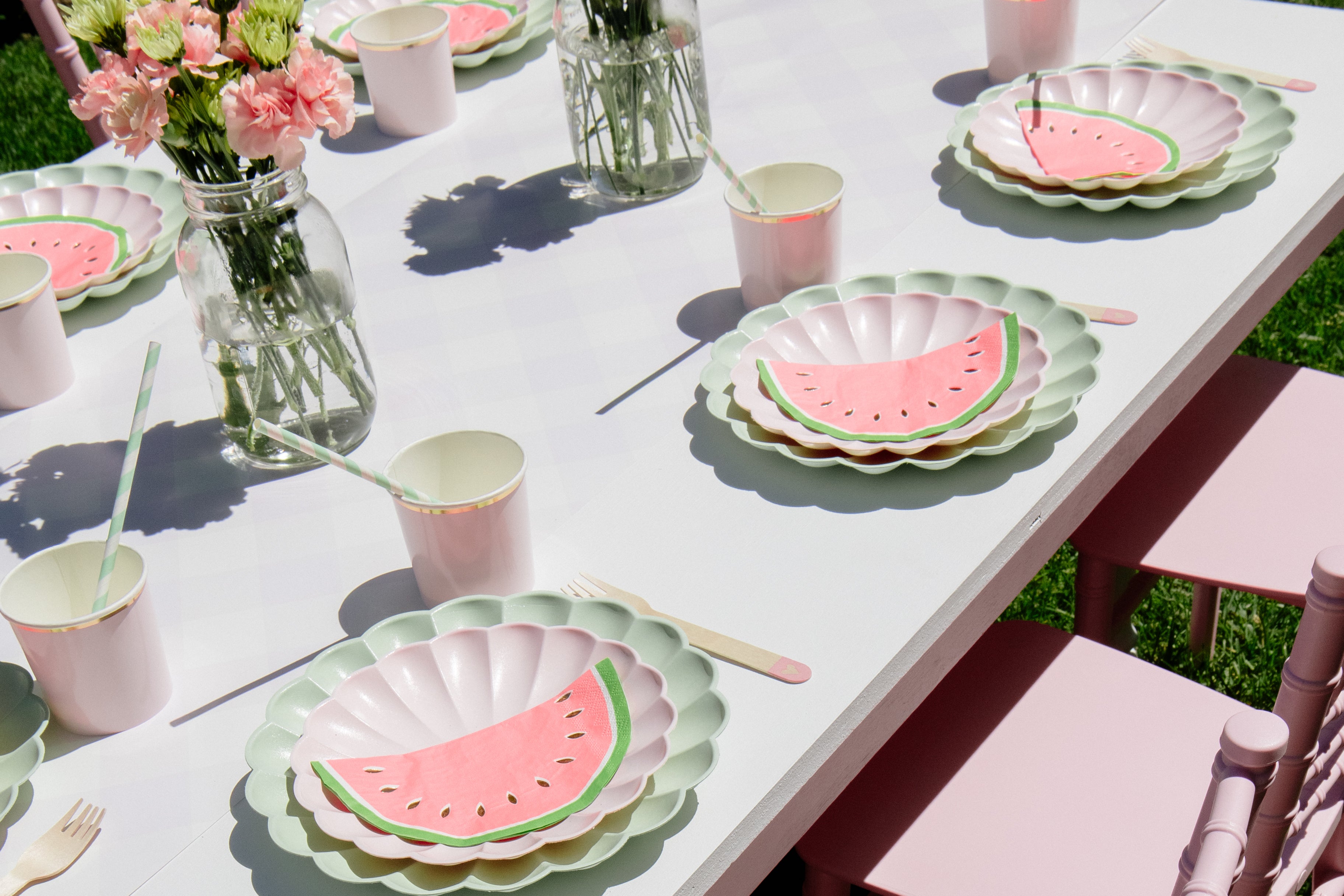 kids watermelon table setting