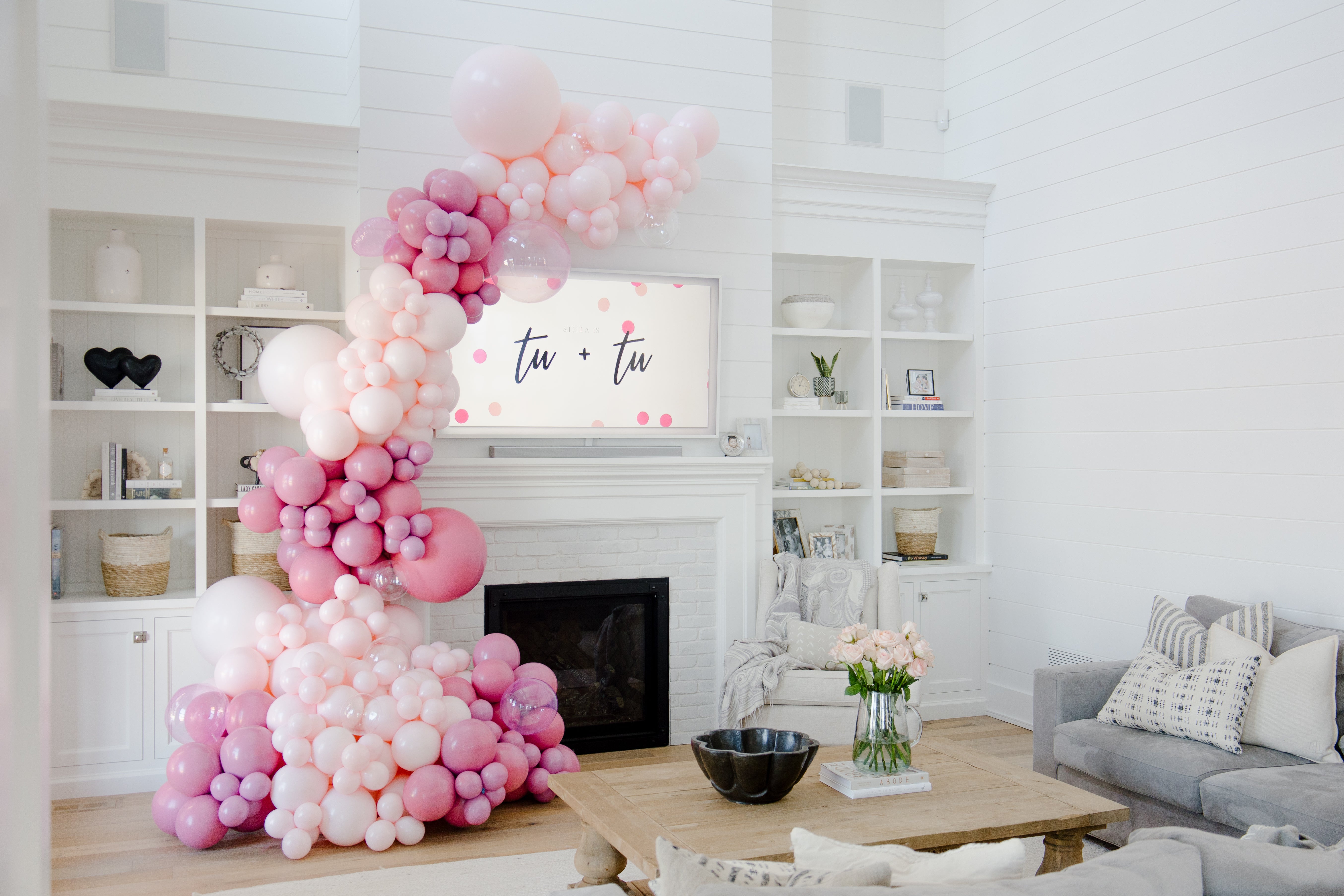 Pink balloon garland display