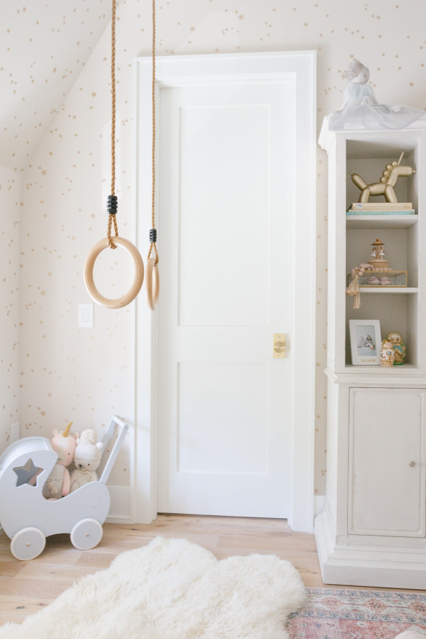 gymnastics rings in girls bedroom