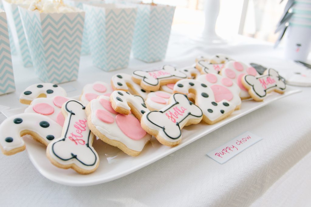 Bone, paw and number 2 shaped cookies