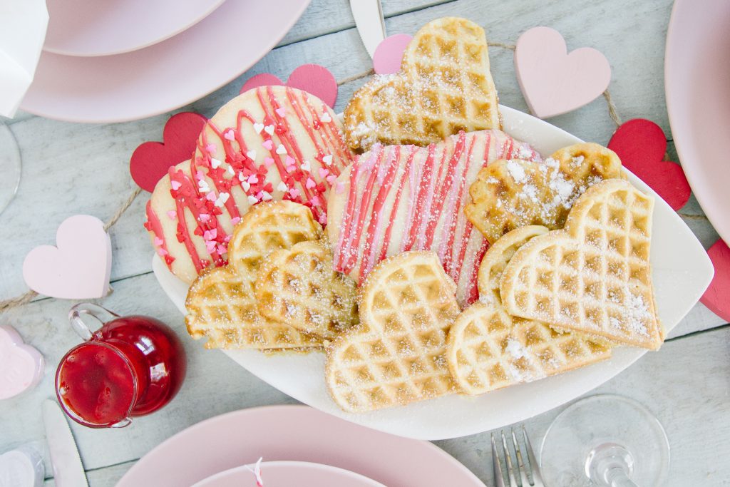 Heart Shaped Waffles and Cookies