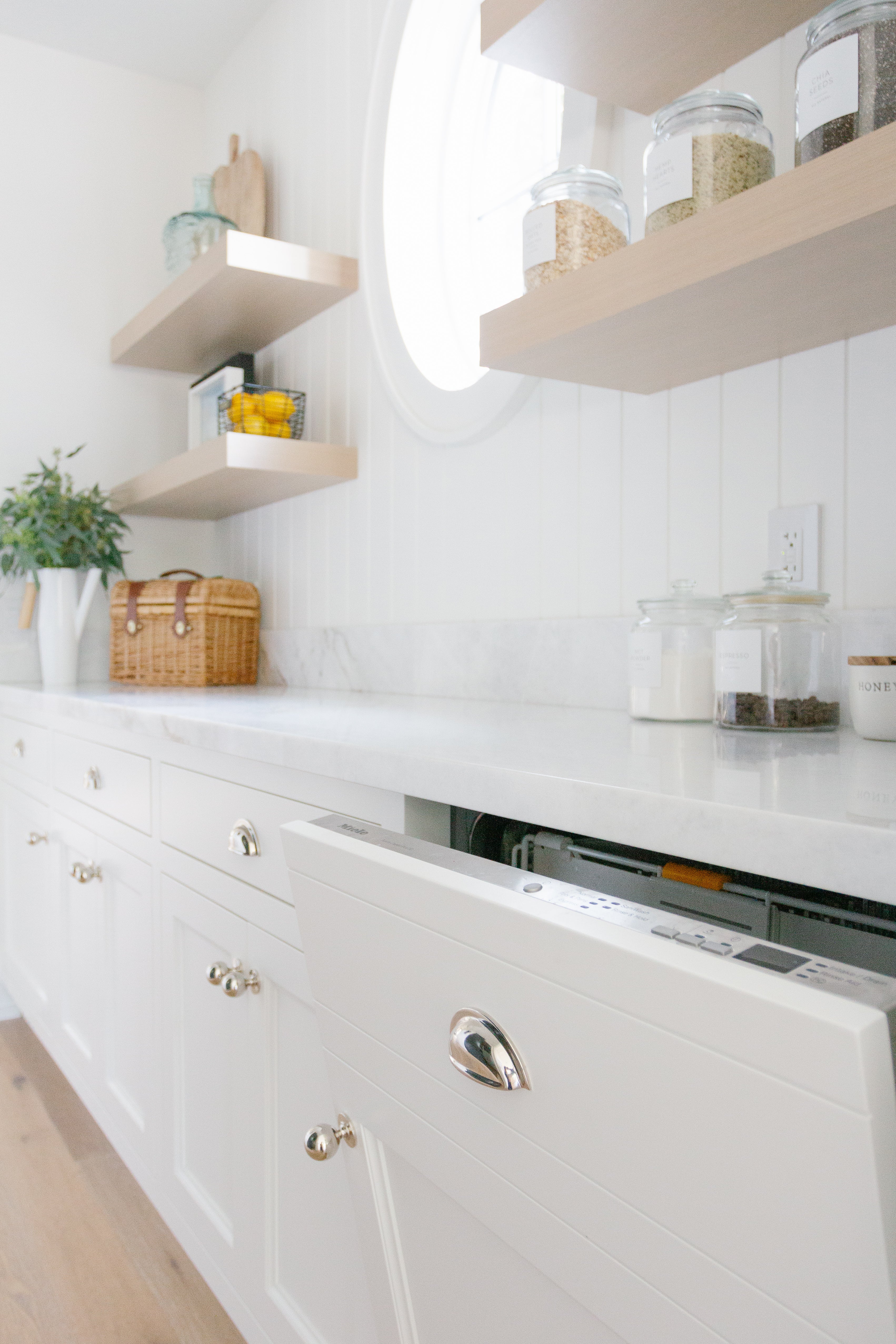 Built-in dishwasher in kitchen/ servery