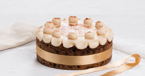 A decorated Simnel cake with the 11 marzipan disciples