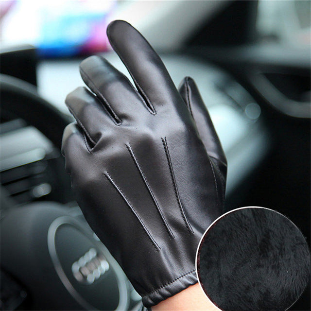 long leather gloves mens