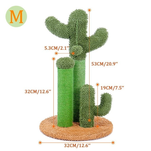 Cute Cactus Pet Cat Tree Toy with Ball Scratcher Posts for Cats Kitten Climbing Tree Cats Toy Protecting Furniture