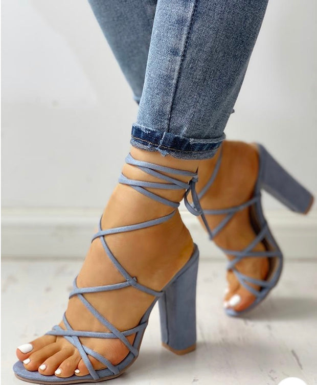 light blue lace up heels