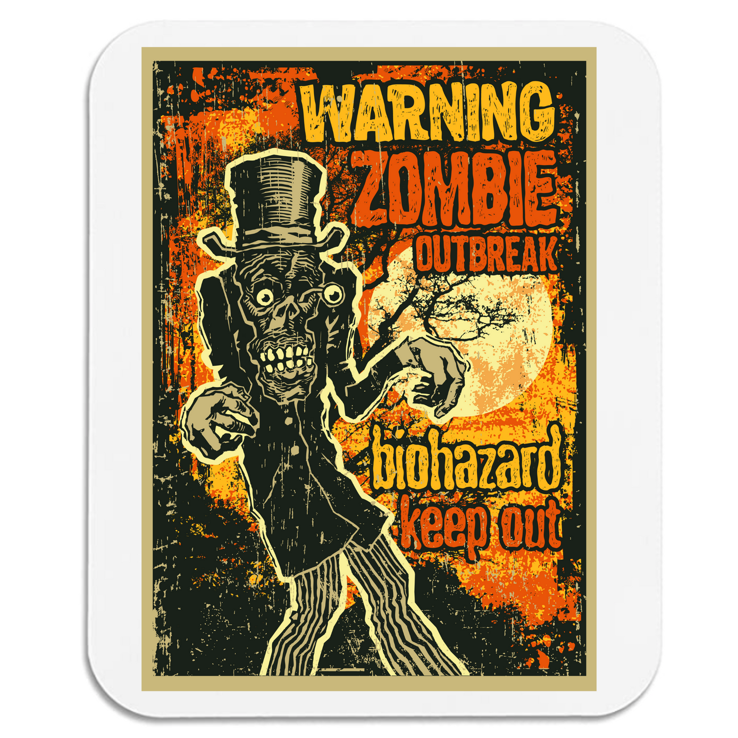 Warning - Zombie Outbreak - Mouse Pad - 2 Sizes! - Mister Snarky's
