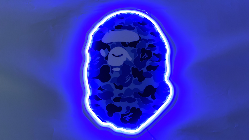 BAPE Blue neon sign